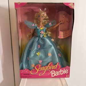 Vintage Mattel 1995 Singing Songbird Barbie 14320 blue Dress Comes With Bird